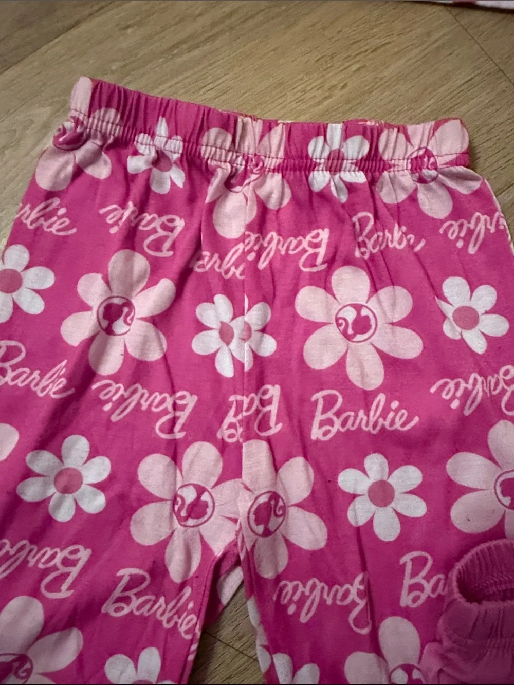 Barbie Pink Floral Short-Sleeve Top with Flower Pants and Shorts Pajama Set